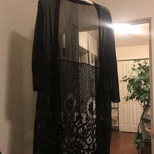 Black lace cardigan/kimono size 1X/2X
